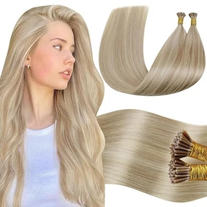 LaaVoo Itip 100% Remy Echthaar Extensions Strandblond 16" hervorgehoben 50g - Bild 1 von 7
