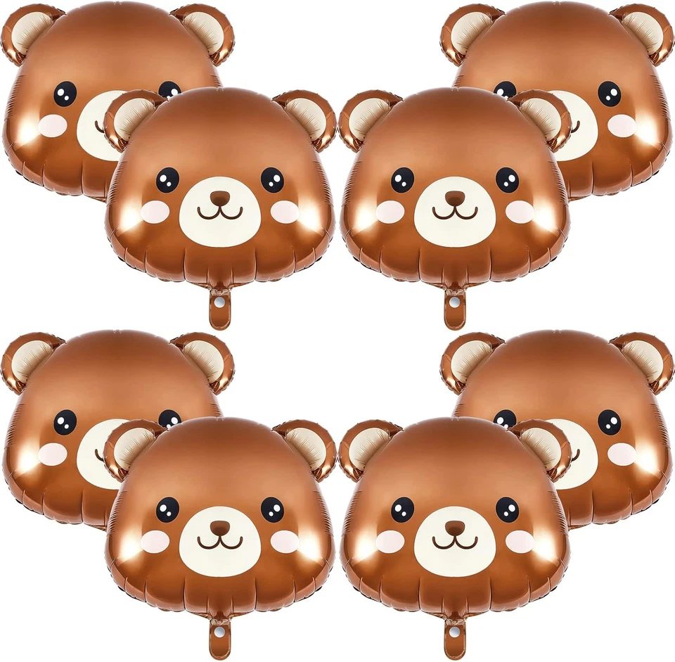 8 peças balões urso 21X22 polegadas decoração chá de bebê urso animal marrom hélio  - Imagem 1 de 4