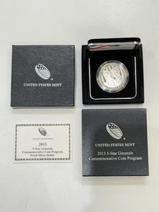 2013 5-Star Generals SILVER PROOF Dollar Box & COA ** AM5144 - Picture 1 of 2