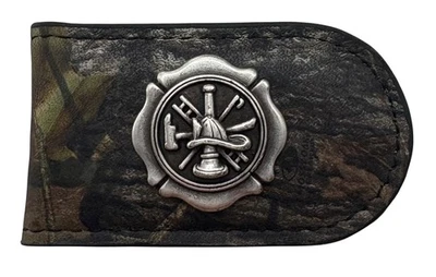 Fire Department-Firefighter Camo Genuine Leather Money Clip by Enmon-New in Tin - Image 1 of 4