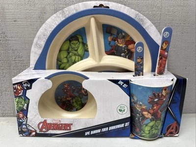 NIB Marvel Avengers 5pc Bamboo Fiber Children's Dinnerware Set BPA Free - Image 1 of 4