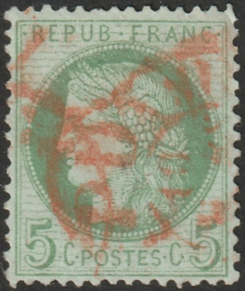 France - 1 timbre classique type Ceres 1872 - Y&T N° 53 oblitéré cachet rouge  - Photo 1/1