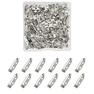 100 Pcs Locking Pins Backs Safety Clasp Brooch, Silver Brooch Clasp Pin, 20mm - Image 1 of 4