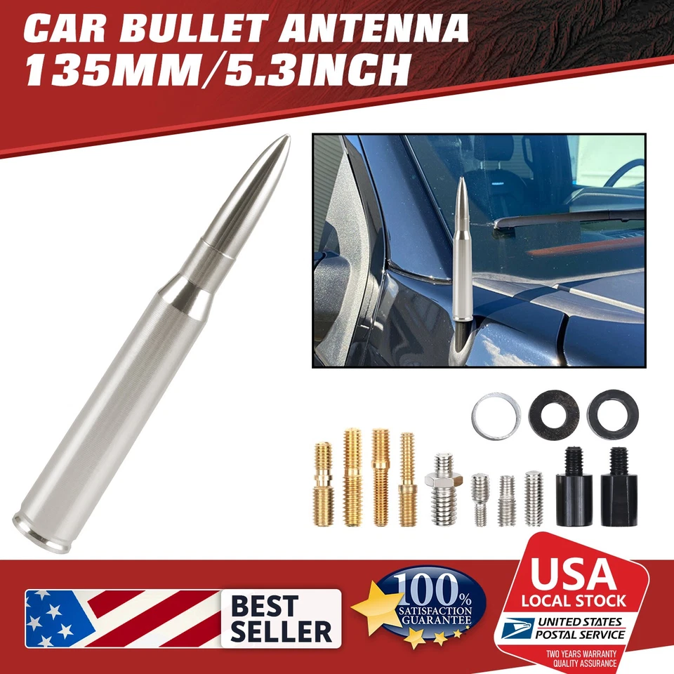 Antena Premium de 5,3 pulgadas de aluminio Gunmetal plateada apta para Ford F-450 Super Duty Foto 1 de 4