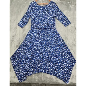 NEW Boden Maisie Jersey Midi Dress Size 14R Blue Crocus Floral Handkerchief Hem - Picture 1 of 13