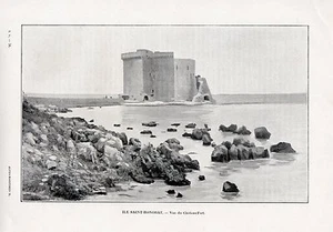 06 ILE DE SAINT HONORAT VUE DU CHATEAU FORT IMAGE 1903 PRINT - Imagen 1 de 1