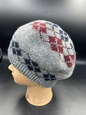 Sombrero de mujer Betmar New York mezcla de lana gris y multicolor patrón Argyle Foto 1 de 4
