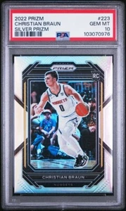2022 Panini Prizm #223 Christian Braun Silver RC PSA 10 Denver Nuggets Rookie - Picture 1 of 2