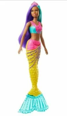 Barbie Dreamtopia Sirena Cuento de Hadas Afroamericano Verde azulado y Púrpura Cabello Nuevo Foto 1 de 4