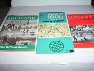2 ENGLISH OFFICIAL GUIDES: Shetland & Llanrwst (1957) and 1 Map of Warwickshire - Imagen 1 de 6