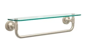 Better Homes & Gardens Safford 18" Glass Shelf with Towel Bar in Satin Nickel - Picture 1 of 5
