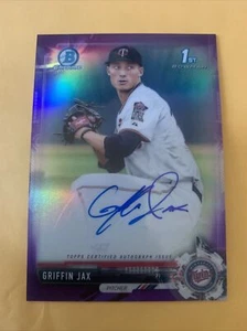 2017 Bowman Chrome #CPA-GJ Griffin Jax - Twins - Purple Refractor Auto /250 🔥🙏 - Bild 1 von 2