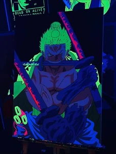zoro NEON painting effect under the UV LIGHT ONLY. 2 tapes included. - Picture 1 of 2