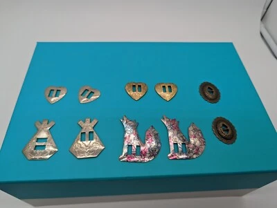 Designer Conchos Lot Of 10 howling Wolf tee pee native American . Bedazzle AA736 - Image 1 of 4