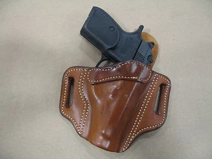 Makarov 9x18 OWB Leather 2 Slot Molded Pancake Belt Holster CCW TAN RH - Picture 1 of 4