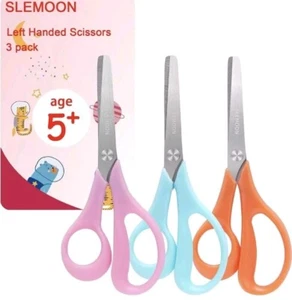 5" Left Handed Kids Scissors Set of 3 pcs, For Kids Craft, Blunt Tips - Picture 1 of 6