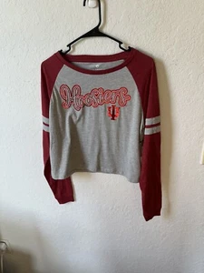 Women’s Colosseum Indiana Hoosiers Long Sleeve T-Shirt Medium Gray Red NWT NEW - Picture 1 of 6