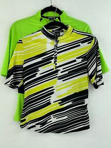 DKNY XS/Small Golf Shirt Top Green Yellow Jersey Womens Lot of 2 Short Sl A48-15