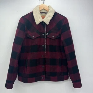 Levi's Wool Sherpa Trucker Jacket Damen Gr. Medium rot kariert Flanell kariert - Bild 1 von 11