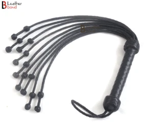 Real Cowhide Leather Flogger Cat O Nine Braided Falls With Double knots - Picture 1 of 3