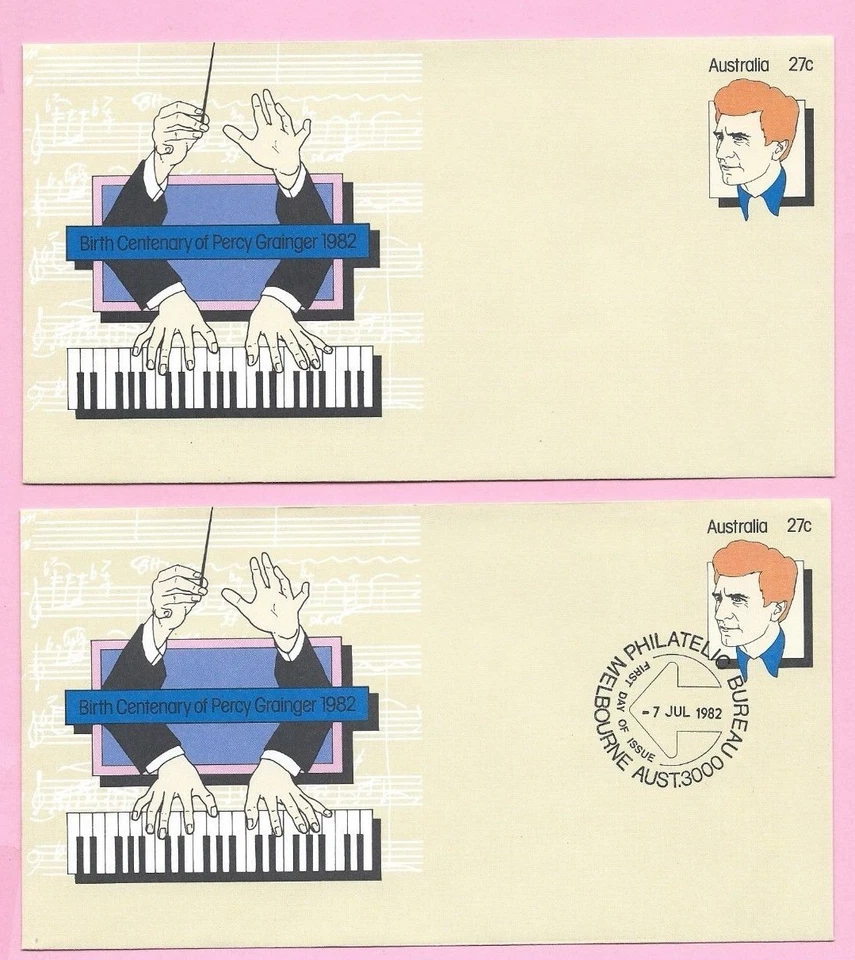 Australia 1982 Par de PSE #057 FDC y Como Nuevo - Centenario de Nacimiento Percy Grainger Foto 1 de 2