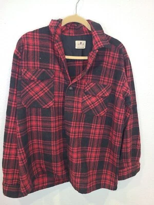 Camisa de franela a cuadros de lana Somerset vintage de los años 50 cuello bucle grande roja y negra Foto 1 de 4