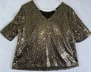 Cato Gold Sequin Woman's top Large New Without Tag NWOT - Picture 1 of 9