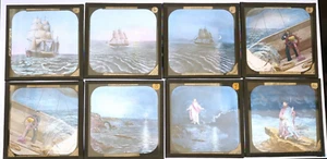 Anchored, Navy, Bamforth, song, ca. 1897 8/10 part set. Antique Lantern Slides - Picture 1 of 1
