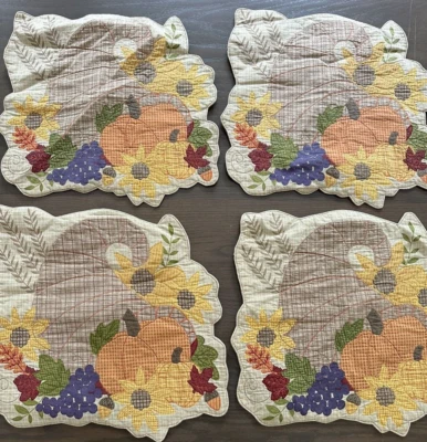 Colchonetas Cornucopia Acolchadas Cuerno de la Abundancia Otoño Cuatro De Colección Acción de Gracias Foto 1 de 4