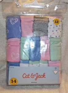 New 14 pk CAT & JACK Size 12 GIRLS BIKINIS Underware 81-90 lb 26" Waist - Picture 1 of 7