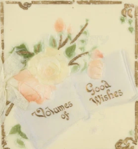Victorian Celluloid Raphael Tuck Greeting Birthday Card Royal Warrant Silk Gilt - Picture 1 of 7