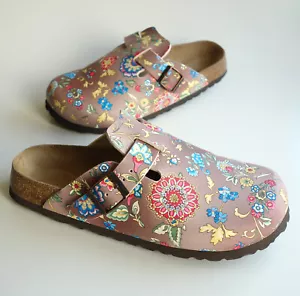 Zuecos mulas BETULA by BIRKENSTOCK ROCK BF (Boston) flores marrón mc US8 EU39 UK6 - Imagen 1 de 17