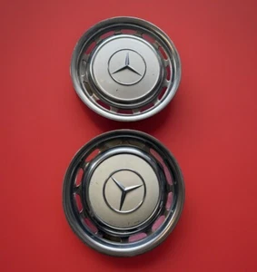 Pair of 15” Vintage 1962-1985 Iconic Mercedes Center Cap Wheel Covers White - Picture 1 of 9
