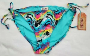 Traje de baño para mujer Mudd Tie Dye parte inferior de bikini lados atados coloridos talla L junior - Imagen 1 de 8