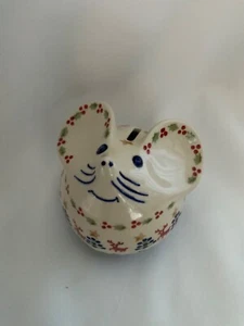 Hand Painted Mouse Bank Christmas Reindeer Tree Boleslawiec Ceramica Poland - Picture 1 of 6