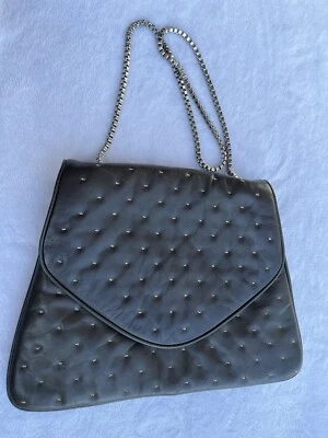 Authentic Orciani Green Leather Small Studded Shoulder Bag with Chain Strap - Image 1 of 4