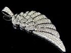 2.20 Ct Round Simulated Diamond Angel Wing Pendant Chain 14k White Gold Plated