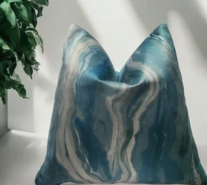 Decorative Marble Turquoise Velvet Cushion Cover 45x45cm - Picture 1 of 9