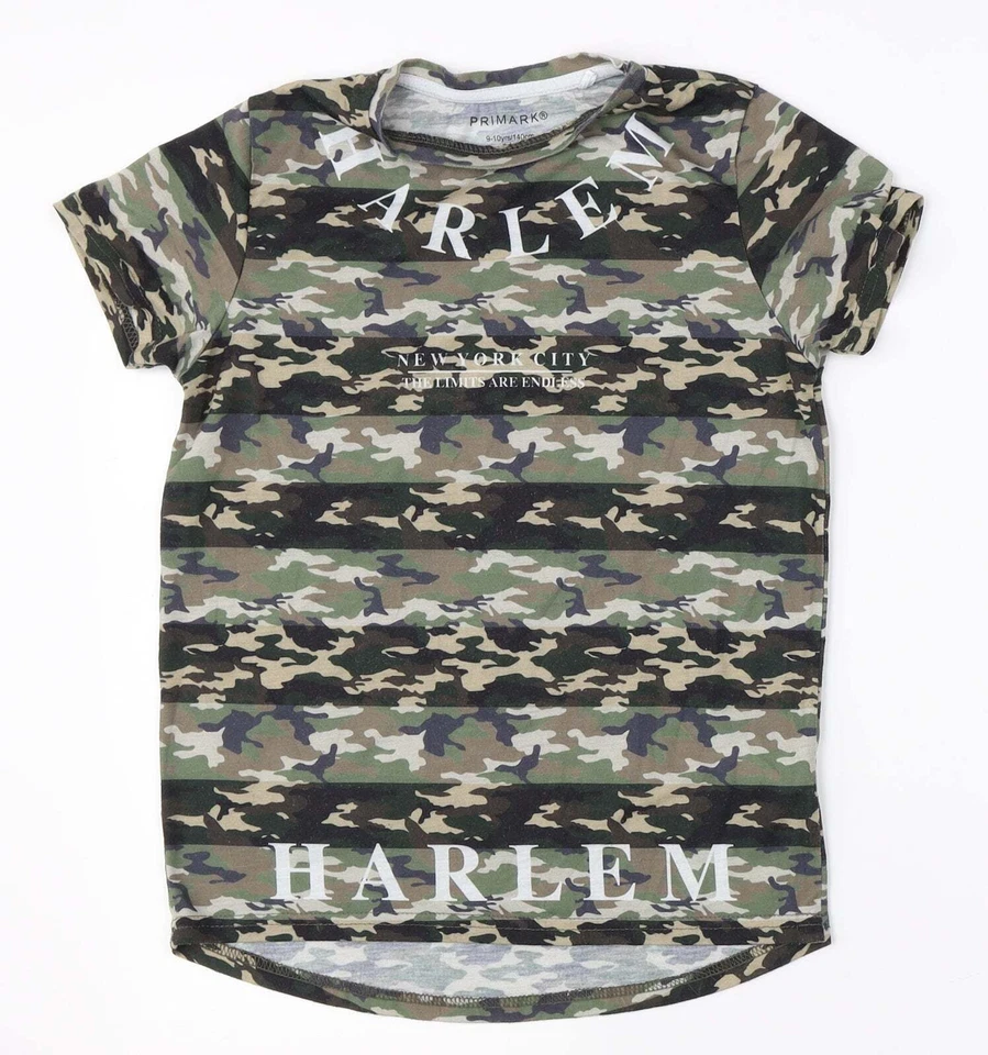 Primark Boys Green Camouflage Polyester blend T-Shirt Size 9-10 Years - Image 1 of 4