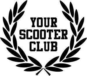 your SCOOTER CLUB name laurel Lambretta Vespa scooter car moto x sticker 150mm