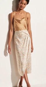 Vince Skirt Carnation Asymmetric Cascade Draped Midi A Line size 4 $325 NWT - Picture 1 of 10