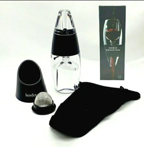 Magic Decanter Glass Red Wine Aerating Pourer Black Base Travel Bag - Picture 1 of 8