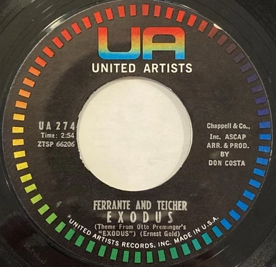 Ferrante & Teicher – Exodus / Twilight – United Artists - UA 274 – 1960 45 RPM - Image 1 of 4