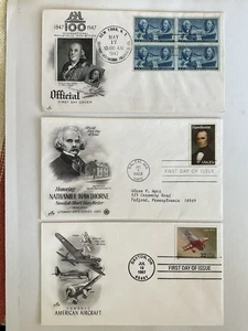 Lot~3 US first day cover FDC~block of 4~Stamp Centenary+Hawthorne 1983+Bee Gee - Picture 1 of 8