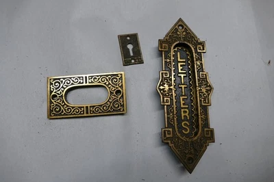 老式/古董黄铜信箱邮政槽板门五金件  — 第 1/4 张图片