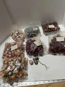 Vintage Darice Mini Satinband verschiedene Farben Blumen Drahtstiel 1" Packung #1 - Bild 1 von 10