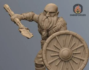 Berserker Enano con Lanza y Escudo 32mm o 28mm | La Impresión Continúa - Imagen 1 de 7