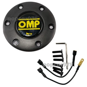 Black OMP Car Sports Steering Wheel Horn Button Switch Push Cover+Retainer Ring - Foto 1 di 3