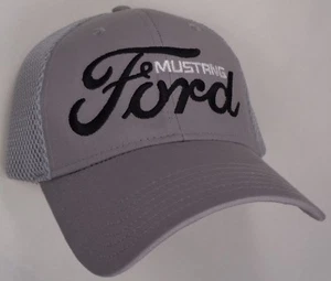 Hat Cap Licensed Ford Mustang Text Mesh Grey HR 248 - Picture 1 of 1