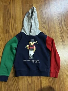 Polo Ralph Lauren Bear Sweatshirt Little Boys Size 7, Runs Small - Picture 1 of 3
